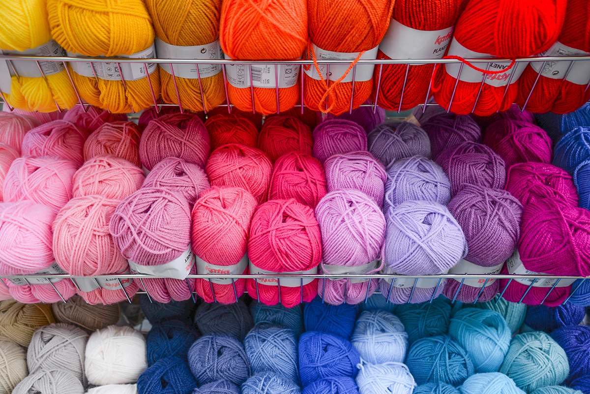 Balls of yarn of various colors