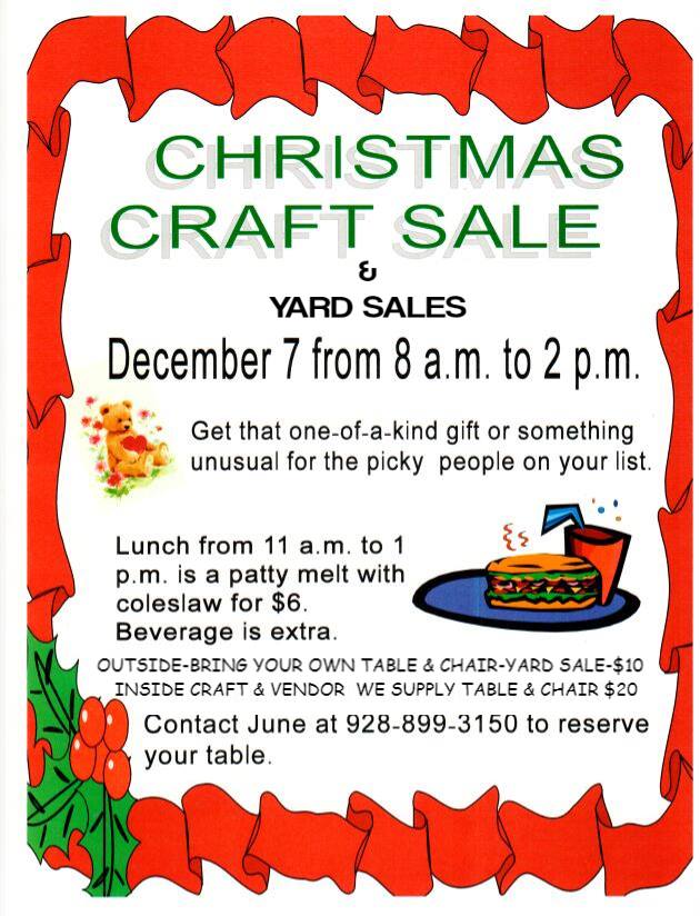 Flyer for Cordes Lakes Craft Sale. 