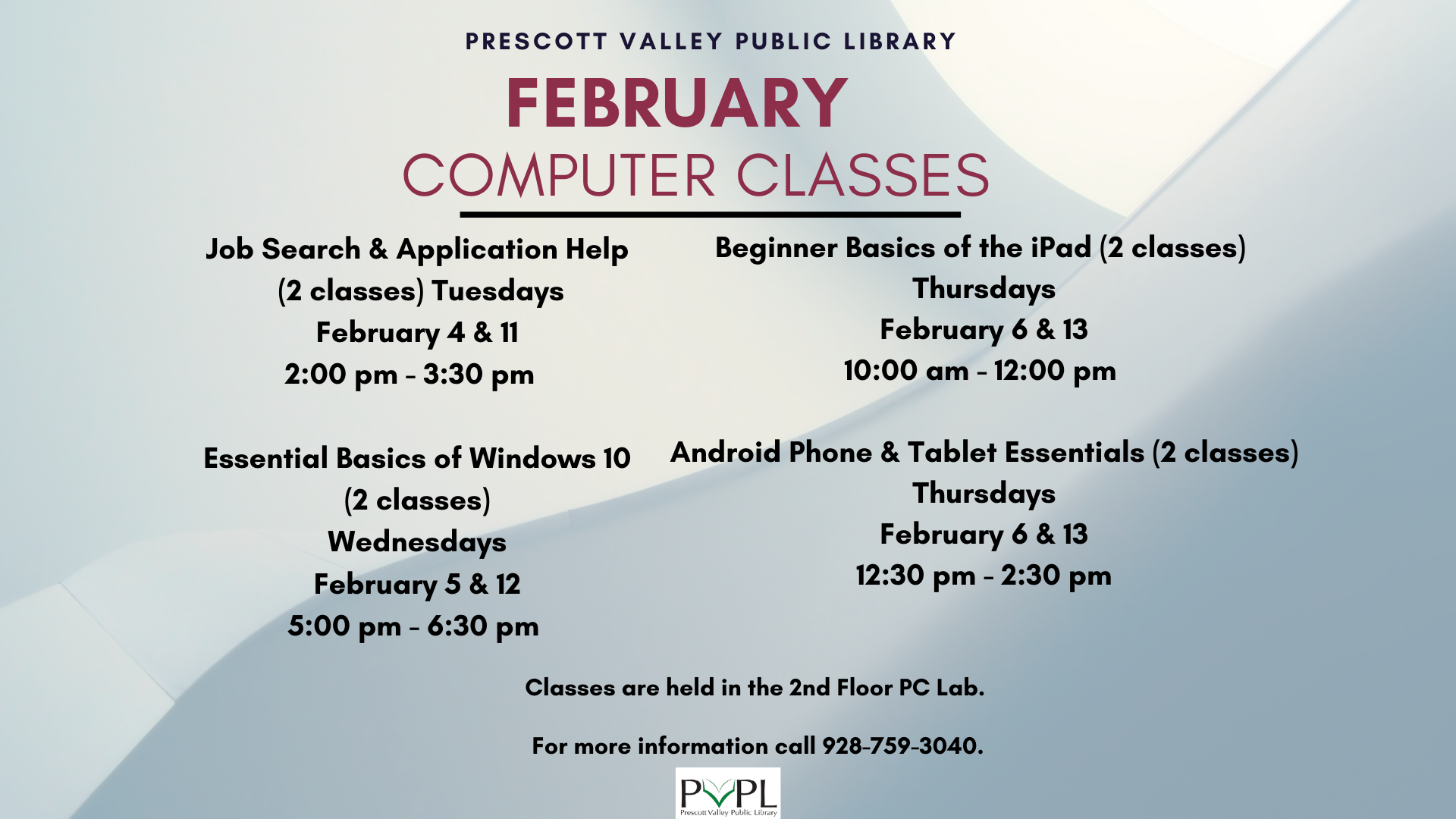 February Computer Class Listing