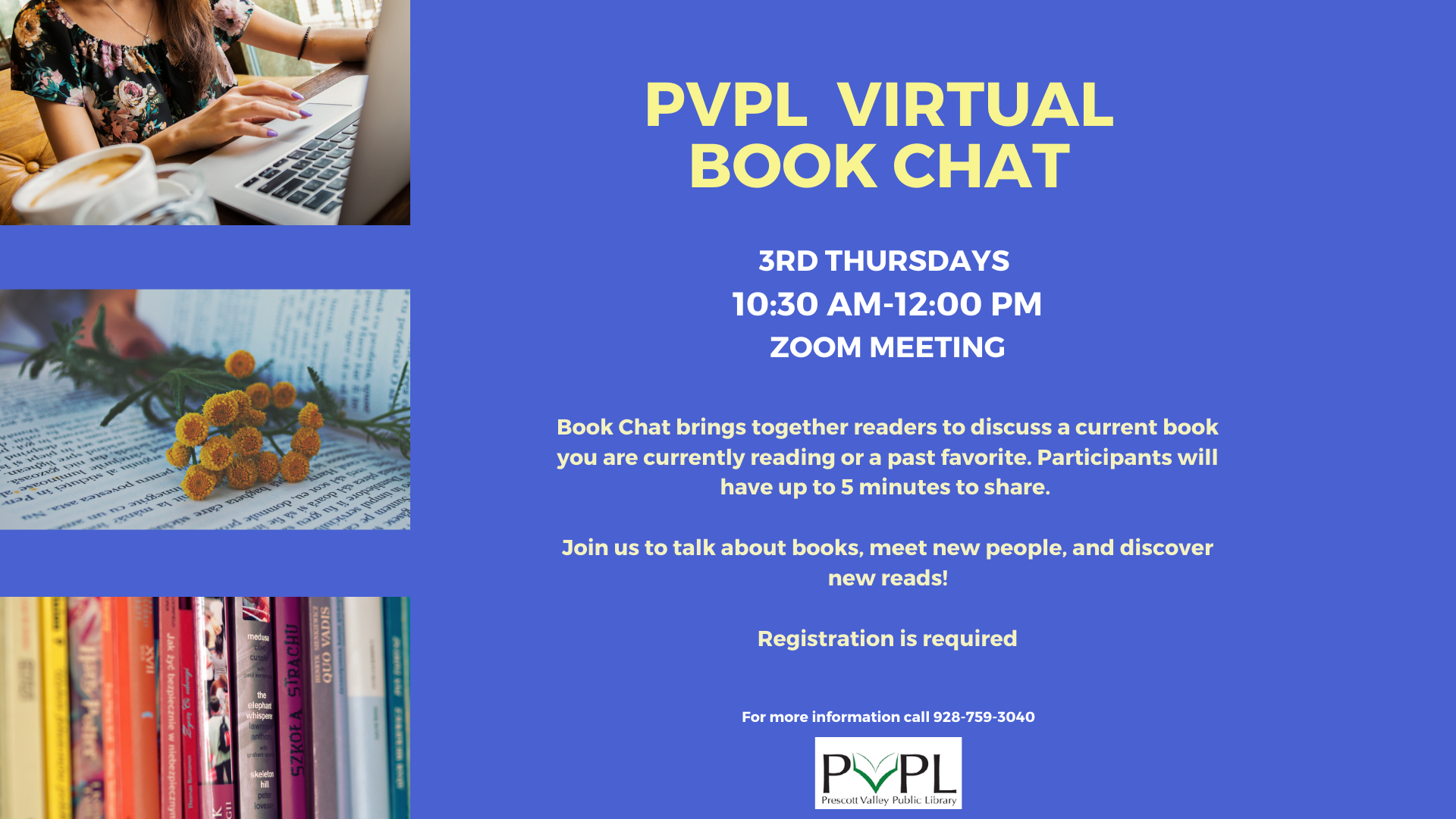 Prescott Valley Public Library Virtual Book Chat – Registration is Required