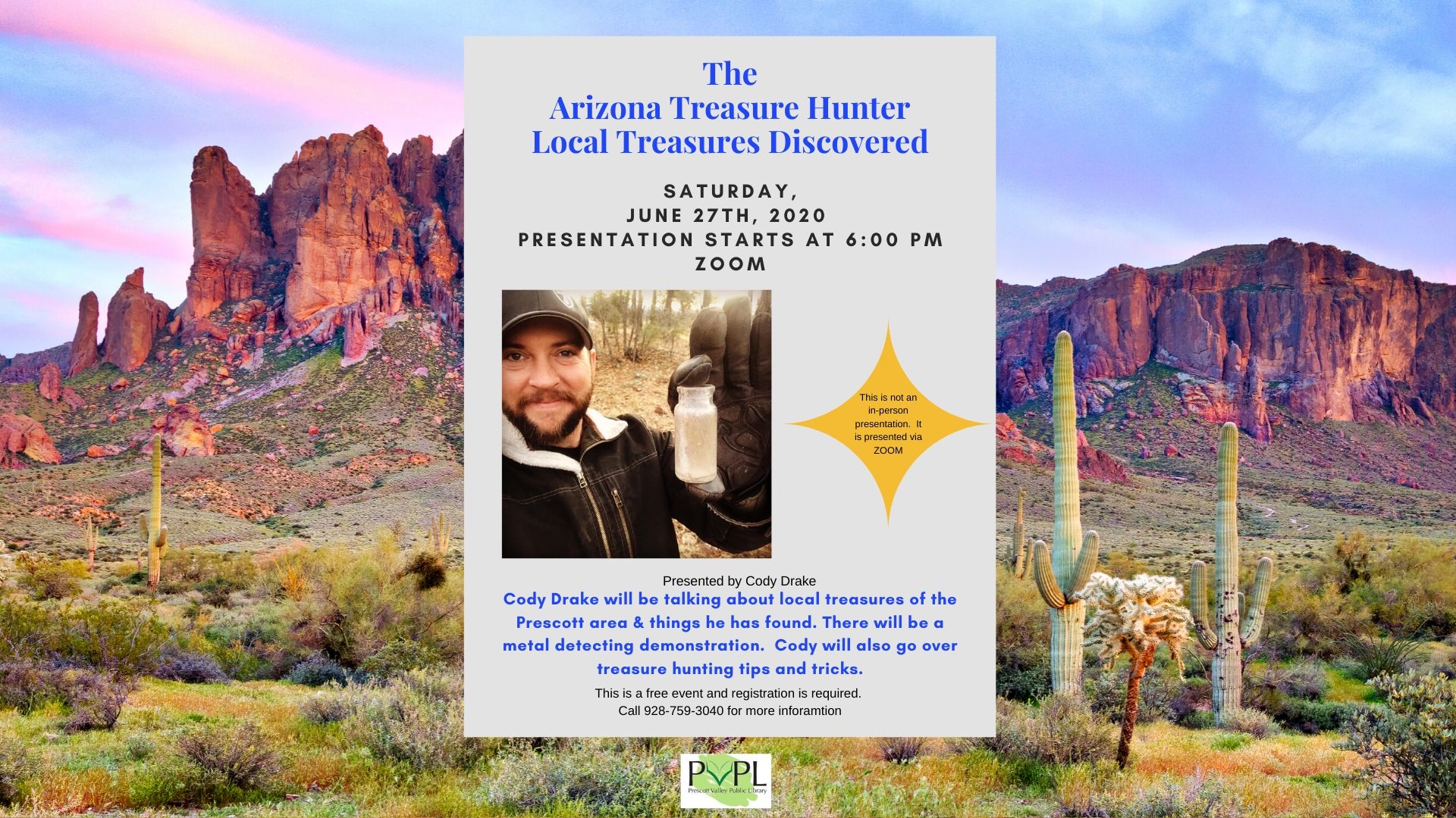 The Arizona Treasure Hunter ‘Local Treasures Discovered’ – Registration Required – Presented via ZOOM 
