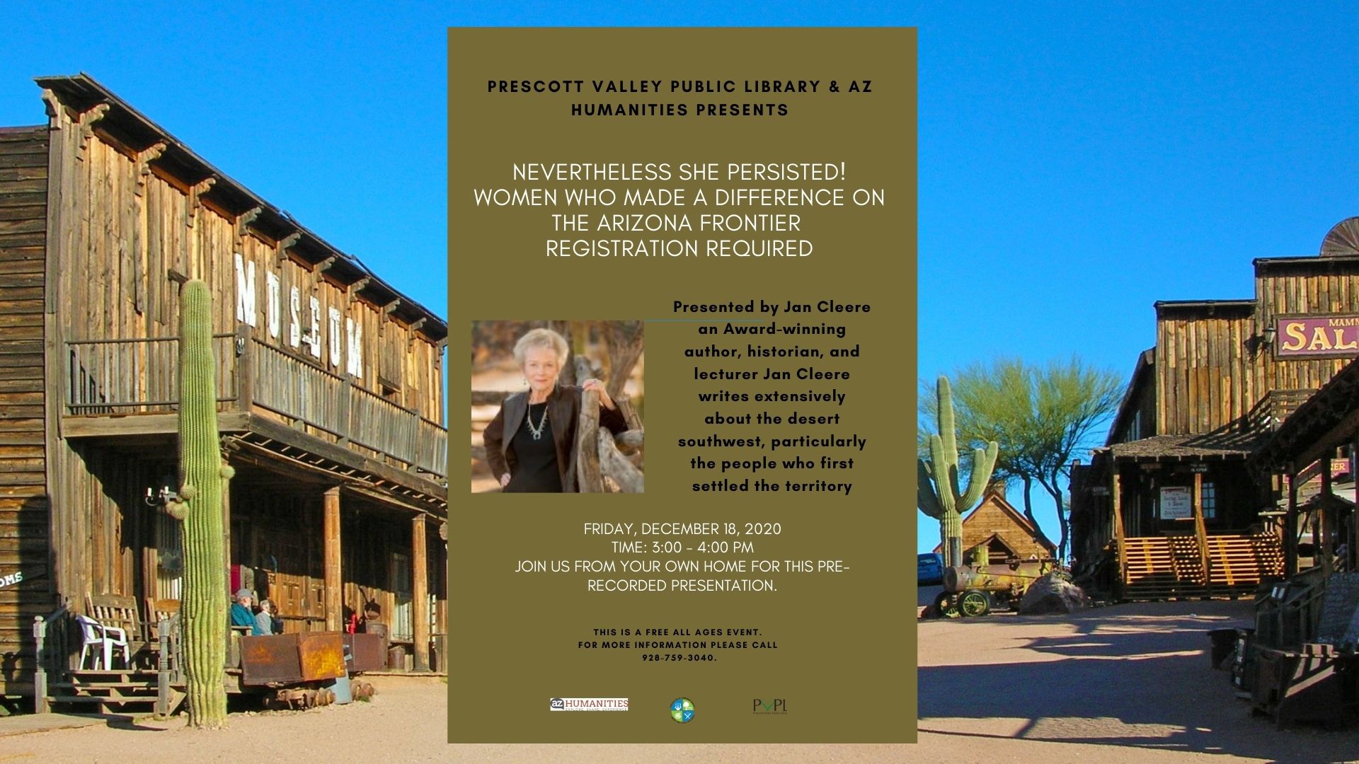 AZ Speaks – Nevertheless She Persisted! Women Who Made a Difference on the Arizona Frontier – Registration Required 