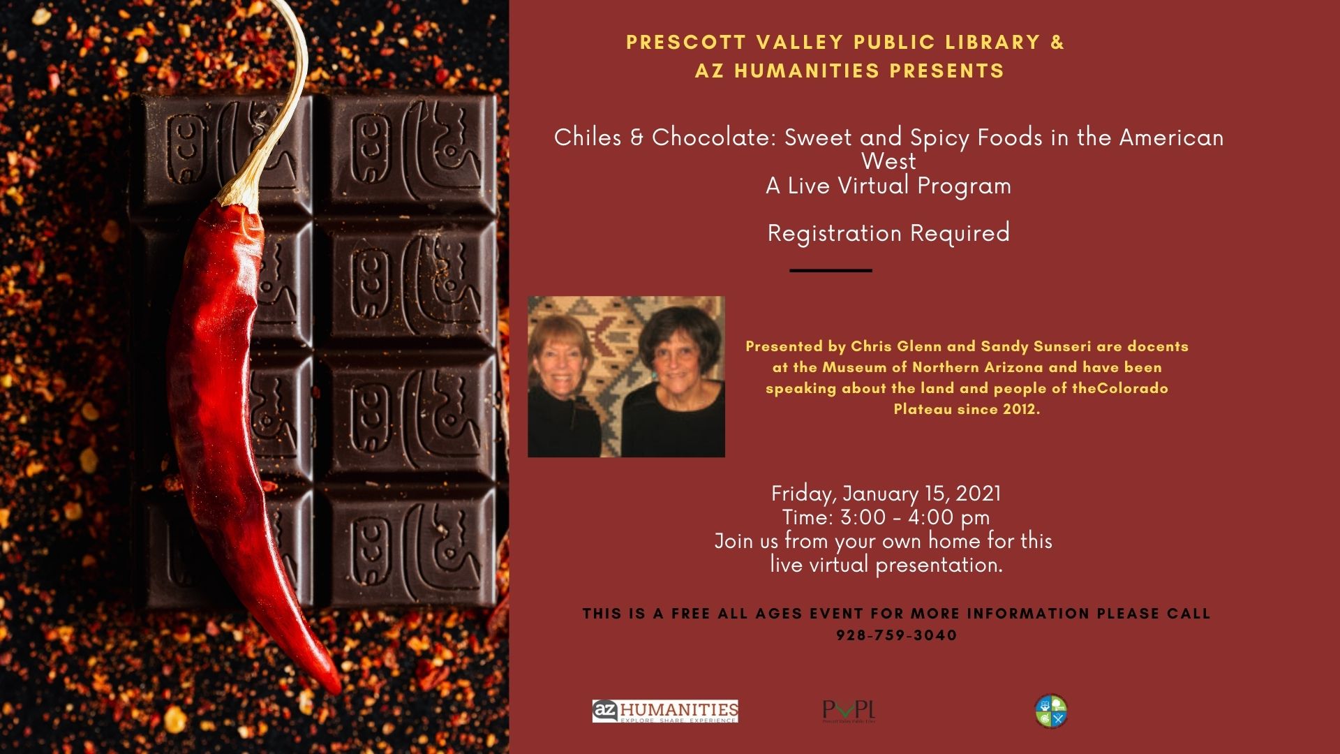 AZ Speaks – Chiles & Chocolate: Sweet and Spicy Foods in the American West– Registration Required – Virtual Live 