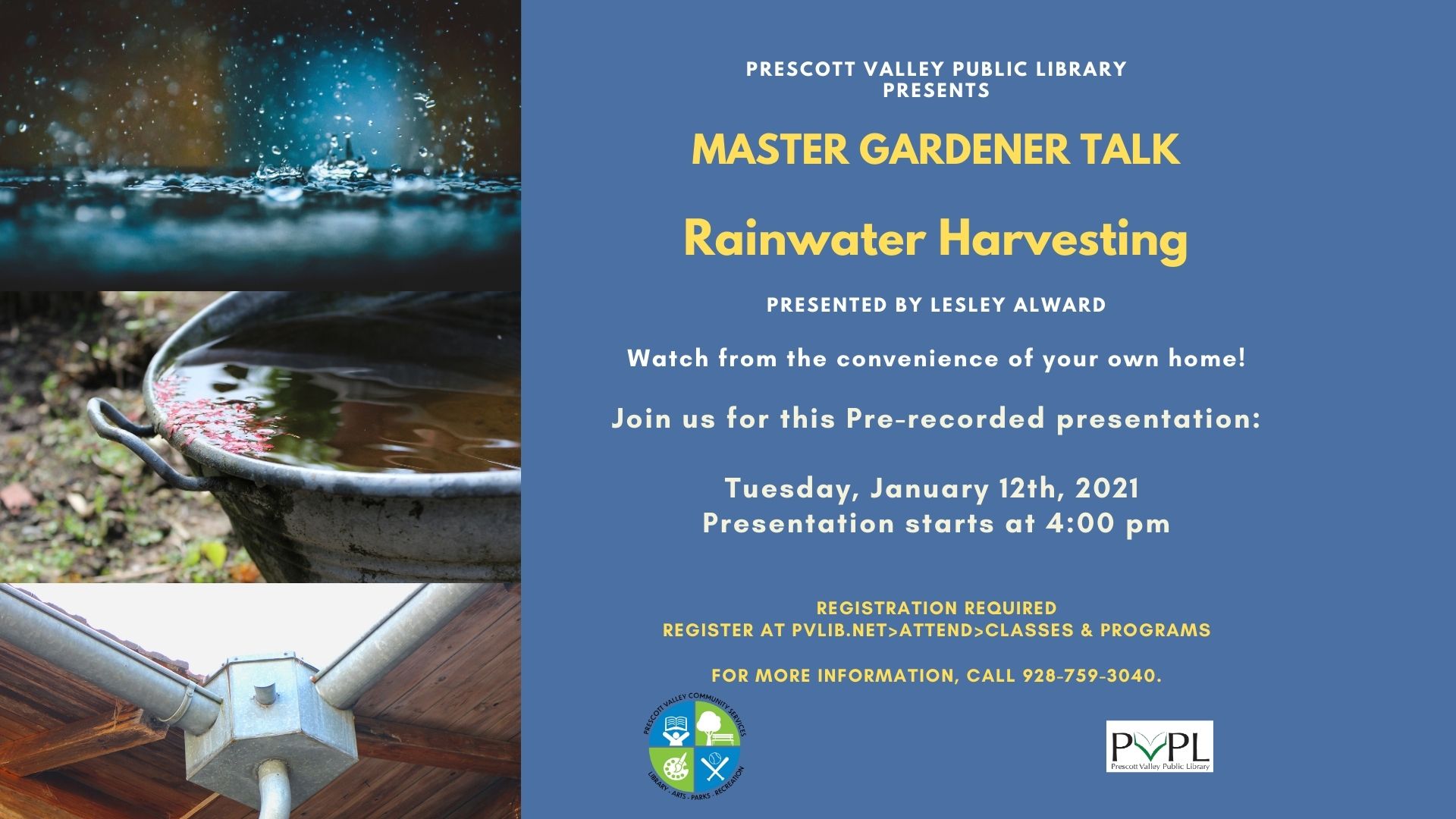 January Master Gardener: Rainwater Harvesting – Registration Required – Virtual Pre-recorded