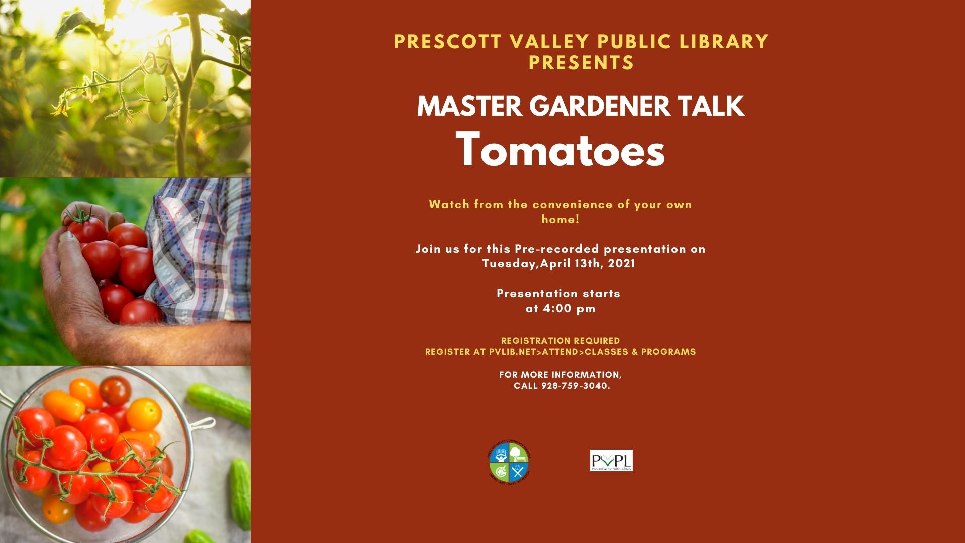 April 13th, 2021 Master Gardener: Tomatoes – Registration Required – Virtual Pre-recorded