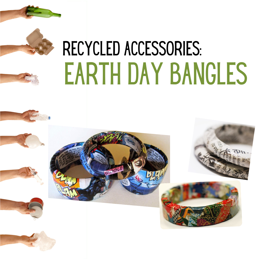 Picture of bangles made out of recycled material.