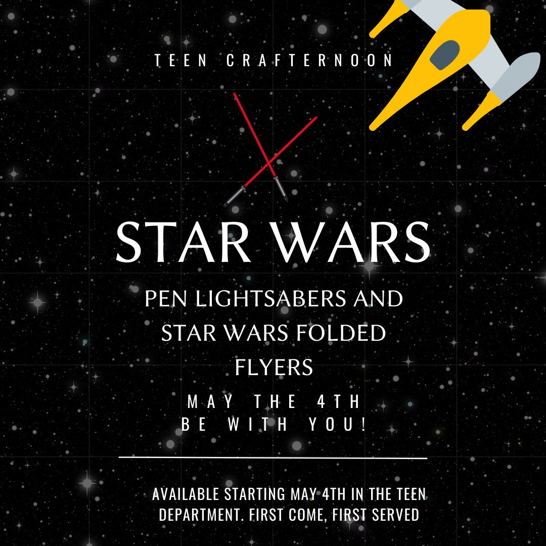 Photo of Crafternoon Flyer: Star Wars lightsabers and flyer.