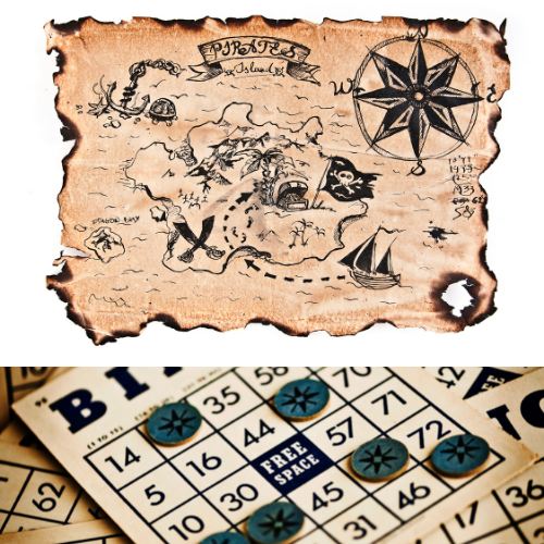 Picture of Pirate's Map and Bingo Cards