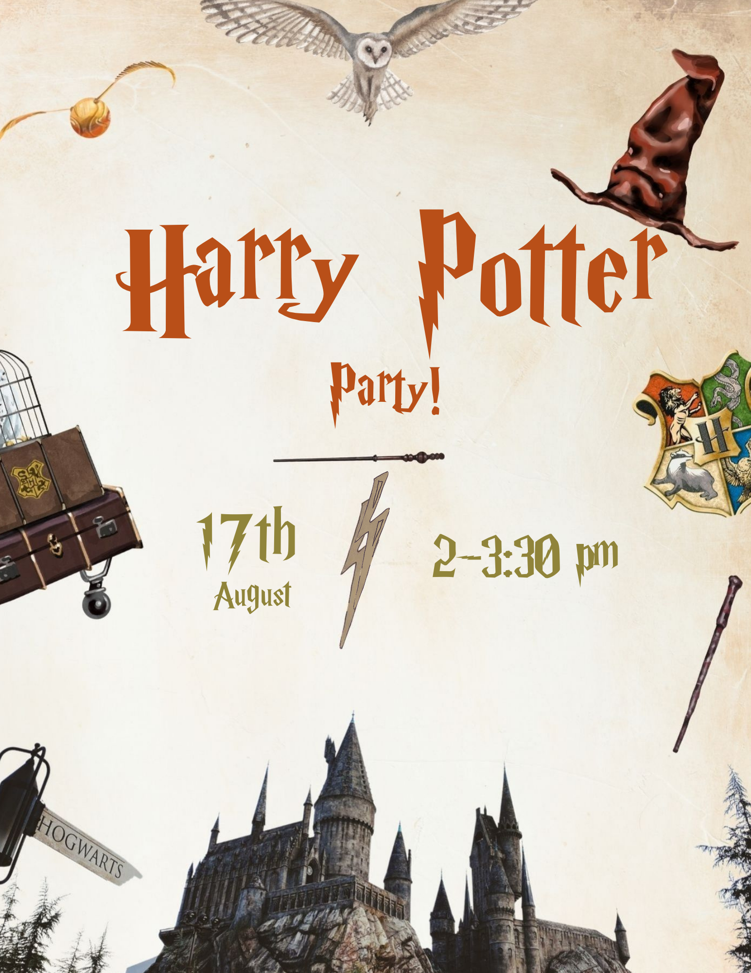 Harry potter party flyer