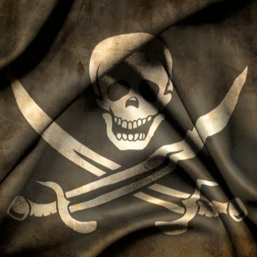 Pirate symbol of skull and two crossed swords.