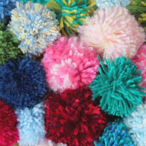 Picture of pom pom yarn balls.