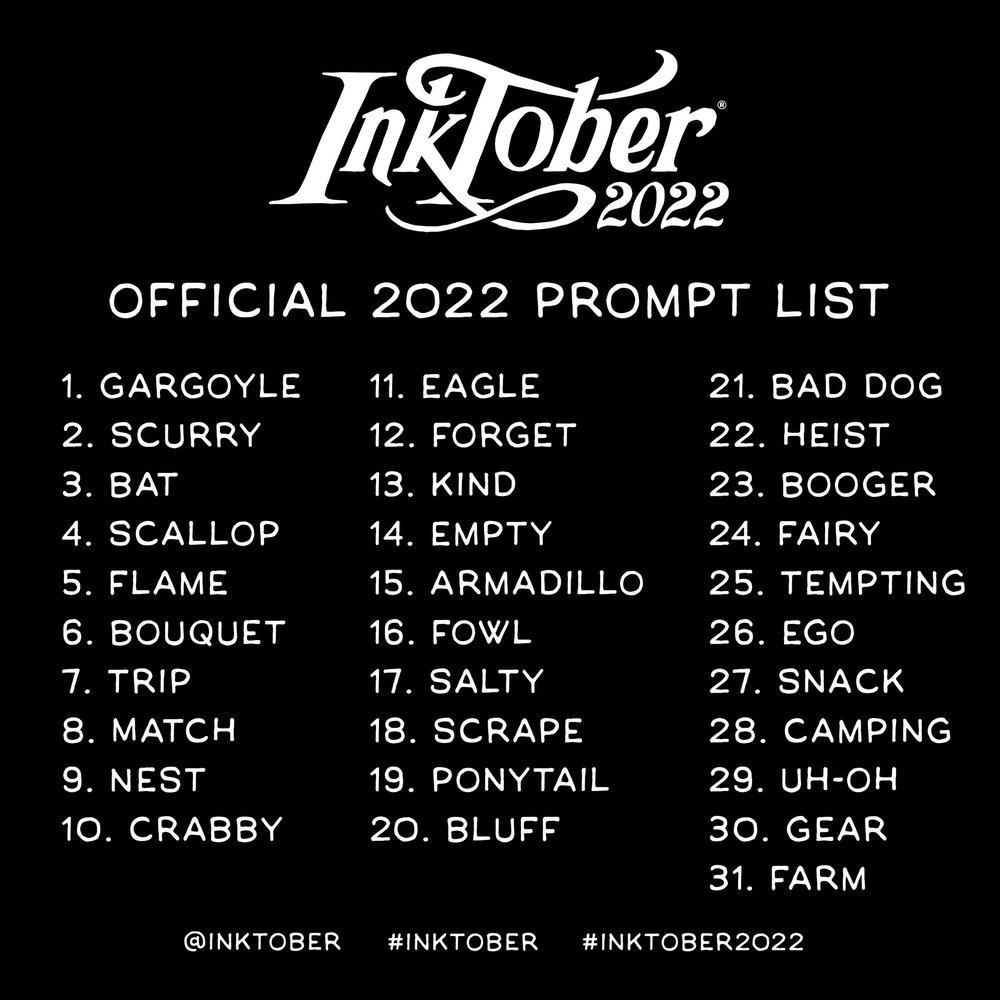 A list of inktober prompts for 2022