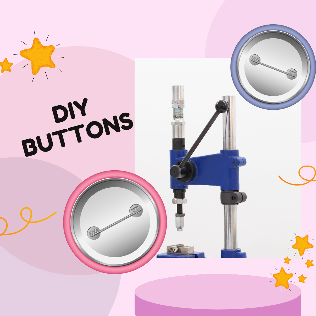 Photo of Button Maker and two button pin clip arts. 