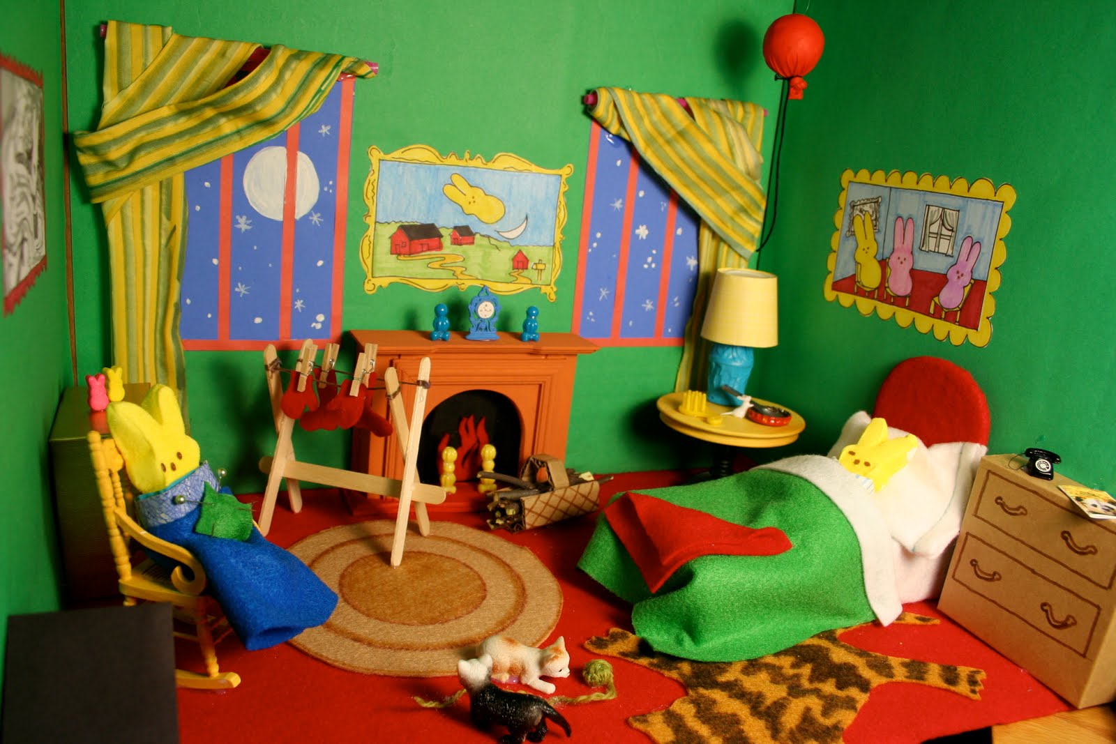 diorama that looks like the cover of the book goodnight moon