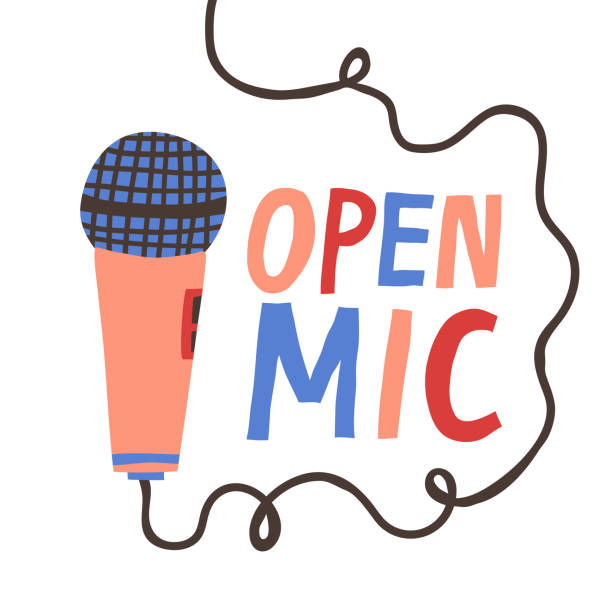 Colorful microphone reads "Open Mic"