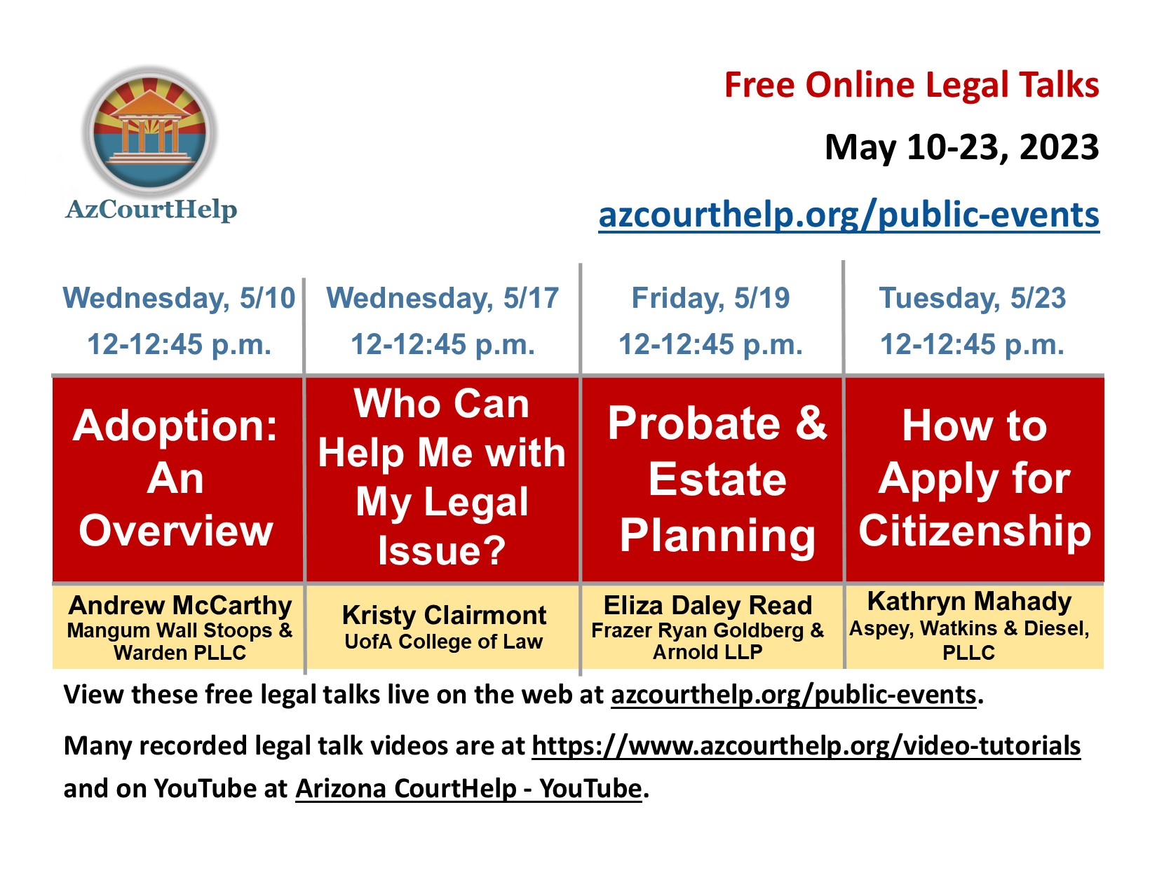 poster of legal talks
