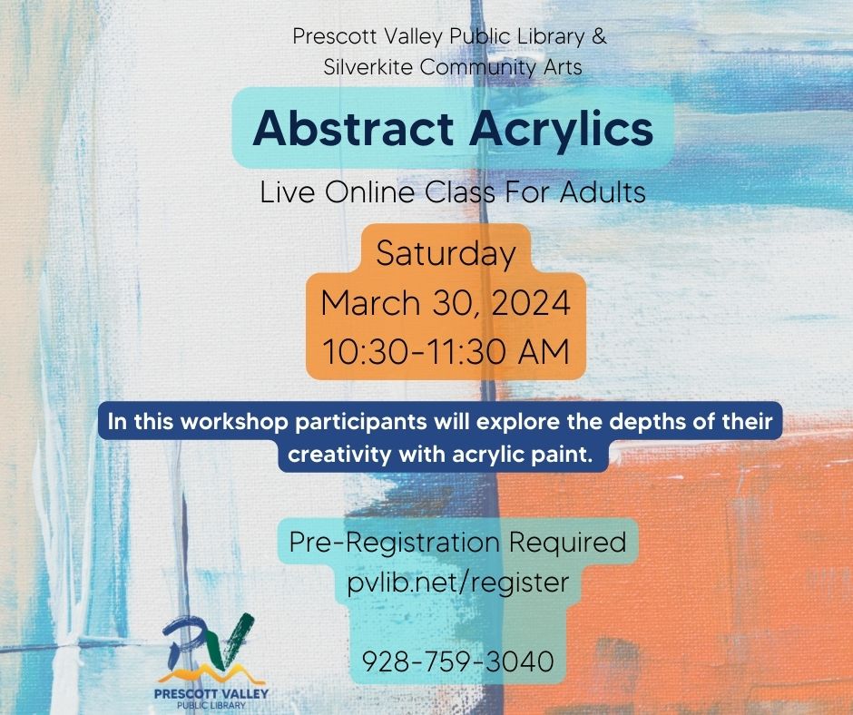 March 30th, 2024 Abstract Acylics Live Virtual Art Class