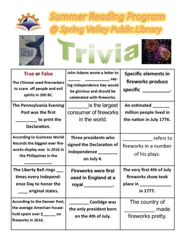 Fireworks Trivia