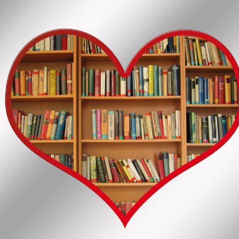 Picture of a heart with books inside.