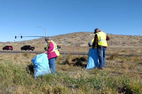 picking up trash