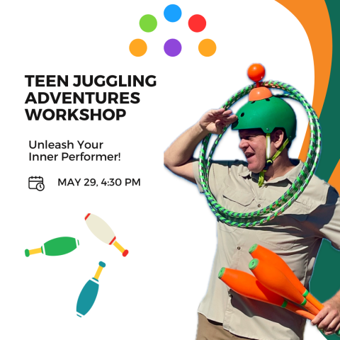 Juggling Adventures Workshop Poster with image of juggler.
