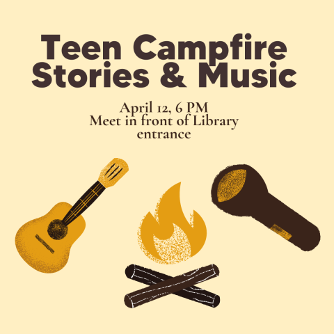 clip art of guitar, campfire, and flashlight