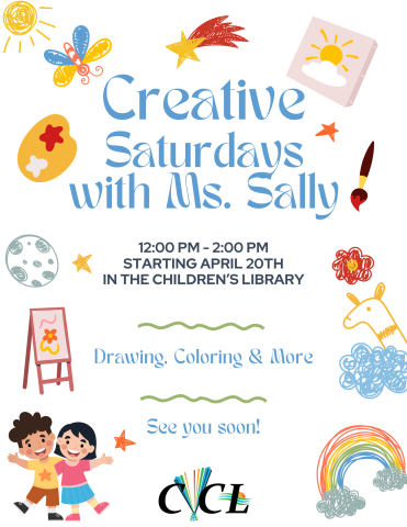 Flyer for a Saturday Program in the Children's Library. Arts and Crafts orientated. 
