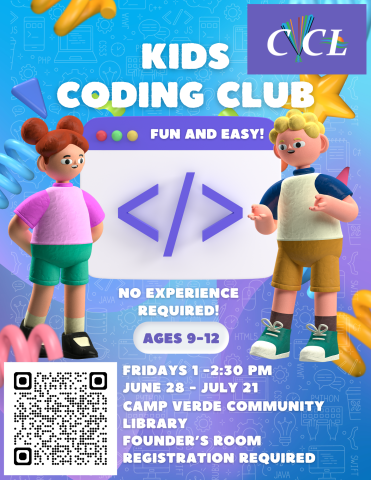 coding club flyer with dates and qr code