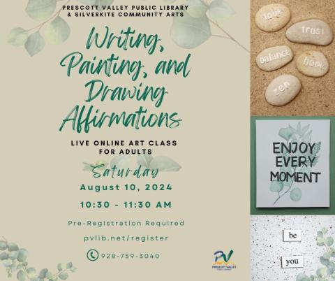 Silverkite online art class, Writing Painting & Drawing Affirmations