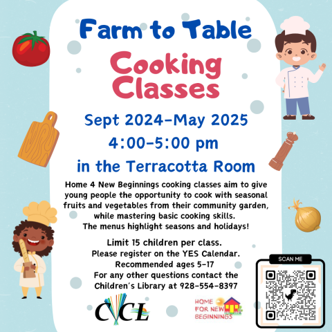 flyer with times and location of cooking class