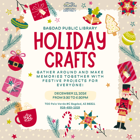 Holiday Crafts Dec. 12th, 2024 3:30pm-4:30pm