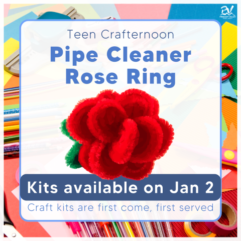 Pipe Cleaner Rose Ring poster with photo of the craft.