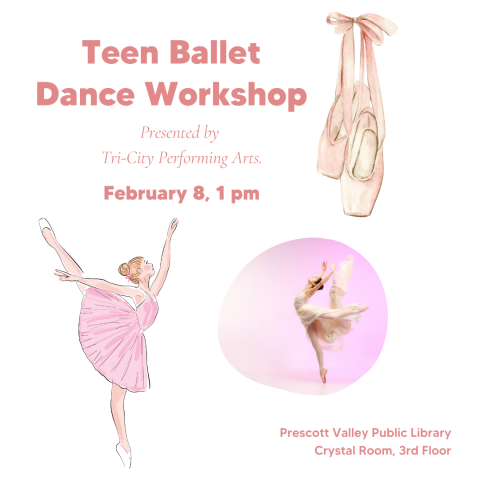 Ballet Dance Workshop Poster with clip of a ballet dancer and ballet point shoes.