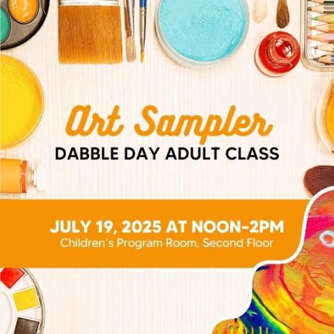 event poster with paint and paint brushes