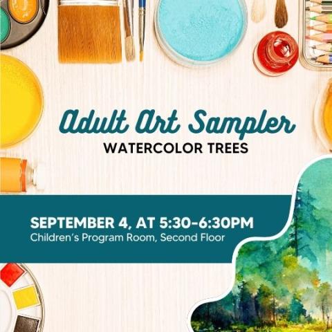 event poster with paint and brushes 