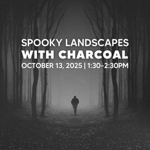 event poster with trees and figure of a person