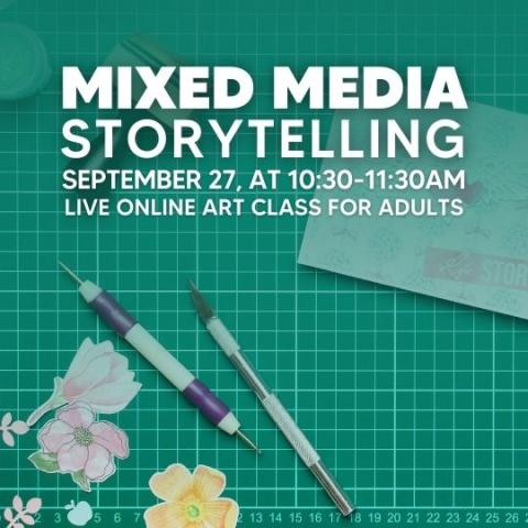 event poster with paper and pens