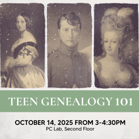 Teen Genealogy poster with photos of royals.