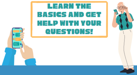 Older person looking at their cell phone.