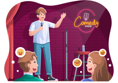 A person doing stand up comedy