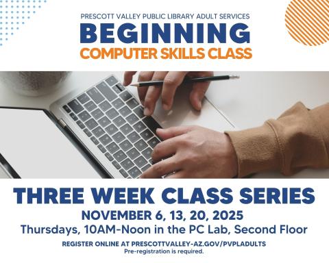 event poster with laptop open