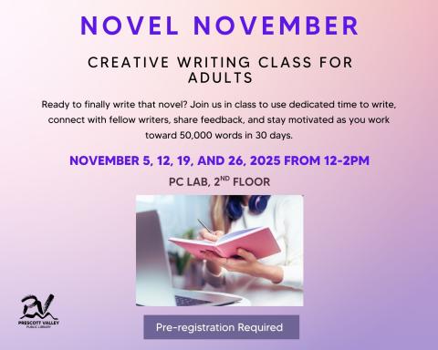 event poster with a person writing