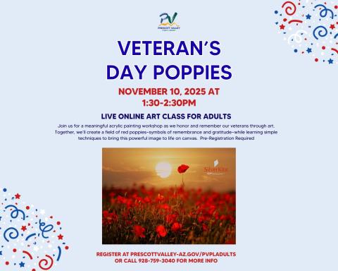 event poster with image of poppies