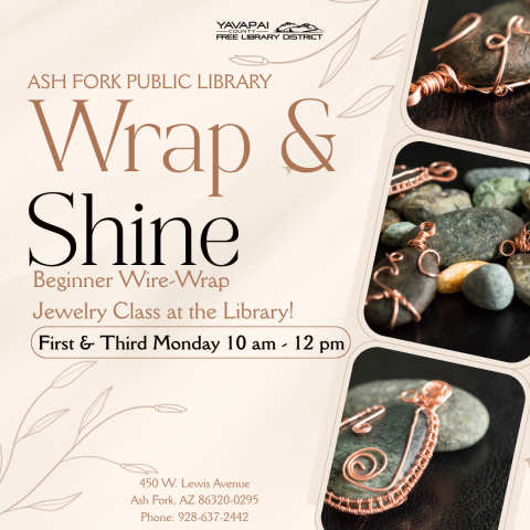 Learn the basics of working with wire, beads, and simple tools to design your own unique piece of handmade jewelry.  No experience needed--just bring your imagination!