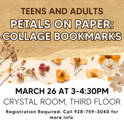 Petals on Paper: Collage Bookmarks Flyer