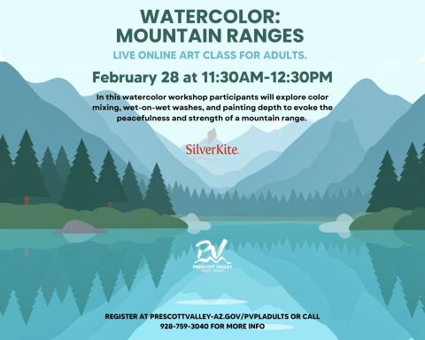 event poste with blue toned mountain ranges and green evergreen trees that are also relected in a lake