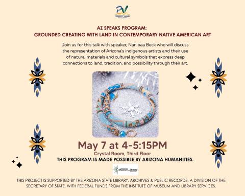 event poster with photo of a blue beaded bracelet