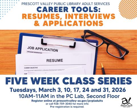 event poster with paper resume template on a clipboard