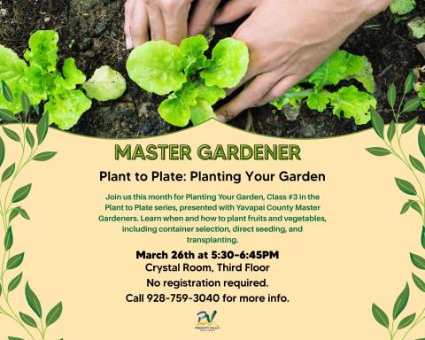 event poster with hands planting a seedling