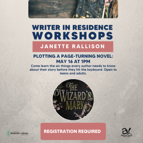 Writer in Residence Workshop Page-Turning Novel Flyer